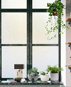 3 Rolls 48 X 157.5inch Frosted Glass Window Film, Shackcom Bathroom Window Privacy Film - Non Adhesive Static Cling - Sun UV Blocking Heat Control Door Window Covering Decals for Home