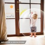 3 Rolls 48 X 157.5inch Frosted Glass Window Film, Shackcom Bathroom Window Privacy Film - Non Adhesive Static Cling - Sun UV Blocking Heat Control Door Window Covering Decals for Home