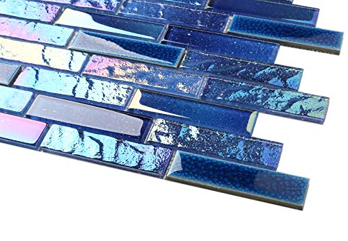 Iridescent Blue Glass Porcelain Shower Floor Tile