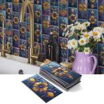 VICCI 16Pcs Tile Stickers 8" x 4" Peel & Stick Kitchen Backsplash - Decorative Wall Tiles Decals - Self-Adhesive Waterproof Removable for Bathroom Cabinets Home DIY Projects Decor