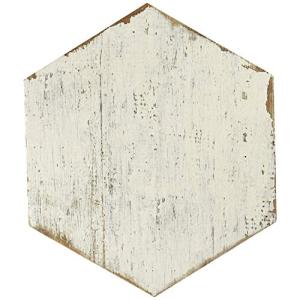 SomerTile FNURTXBL Vintage Hex Porcelain Floor and Wall Tile, 14.125" x 16.25", White/Brown