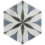 Cassis Hex Flower Black 8-5/8" x 9-7/8" Porcelain Floor and Wall Tile