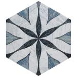 Cassis Hex Flower Black 8-5/8" x 9-7/8" Porcelain Floor and Wall Tile