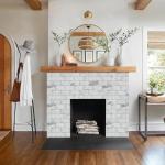 Vamos Tile Peel and Stick Backsplash Tile, 3''x6'' PVC Subway Tile, Stick on Backsplash for Kitchen/Bathroom/Fireplace,4-Piece Glossy Statury White with Dark Gray Grout