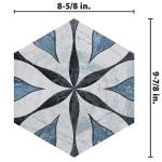 Cassis Hex Flower Black 8-5/8" x 9-7/8" Porcelain Floor and Wall Tile