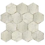 SomerTile FNURTXBL Vintage Hex Porcelain Floor and Wall Tile, 14.125" x 16.25", White/Brown