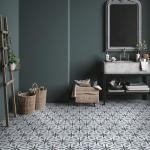 Cassis Hex Flower Black 8-5/8" x 9-7/8" Porcelain Floor and Wall Tile