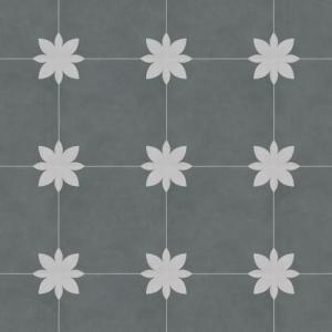 INNO STCIEKRS 16-Sheet Peel and Stick Floor and Wall Tile for Bathroom Kitchen, 9" x 9" Gray Flower SPC Self-Adhesive Vinyl Flooring Patterned Groutable Backsplash Tile, Covers 9.12 Sq Ft.
