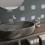 INNO STCIEKRS 16-Sheet Peel and Stick Floor and Wall Tile for Bathroom Kitchen, 9" x 9" Gray Flower SPC Self-Adhesive Vinyl Flooring Patterned Groutable Backsplash Tile, Covers 9.12 Sq Ft.