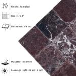 Tenedos Burgundy Marble 4x4 Inch Tumbled Tile