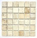 Light Ivory Tumbled Travertine Mosaic Shower Tile