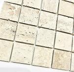 Light Ivory Tumbled Travertine Mosaic Shower Tile