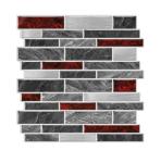 Black and Red Marble Peel and Stick Vinyl Tiles