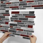 Black and Red Marble Peel and Stick Vinyl Tiles