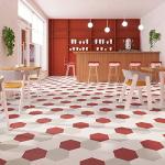 Colorful Hexagon Vinyl Shower Floor Tiles - 25 Tiles