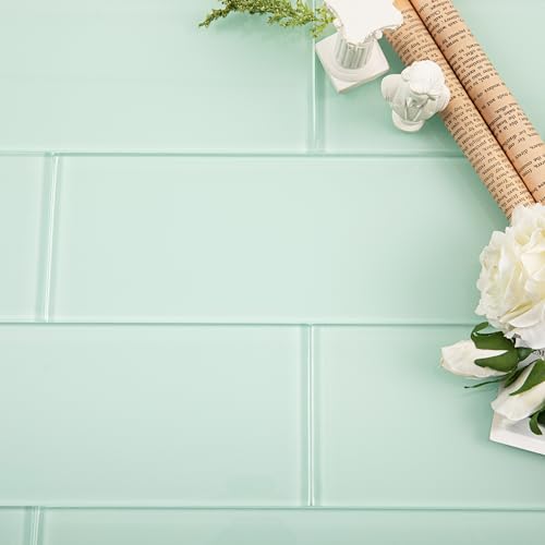 Light Green 4x12 Inch Glass Subway Tiles