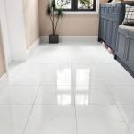 Glossy White Marble Peel and Stick Floor Tiles