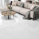 Glossy White Marble Peel and Stick Floor Tiles