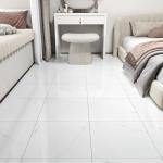 Glossy White Marble Peel and Stick Floor Tiles