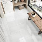 Glossy White Marble Peel and Stick Floor Tiles