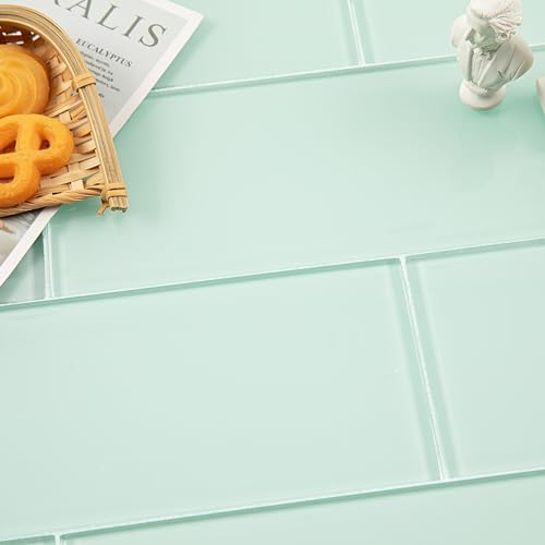 Light Green 4x12 Inch Glass Subway Tiles