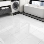 Glossy White Marble Peel and Stick Floor Tiles
