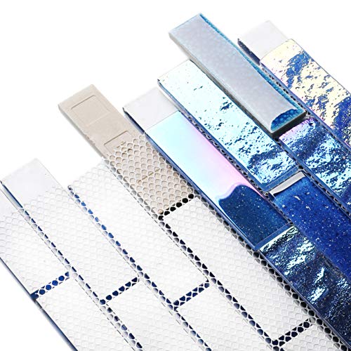 Iridescent Blue Glass Porcelain Shower Floor Tile