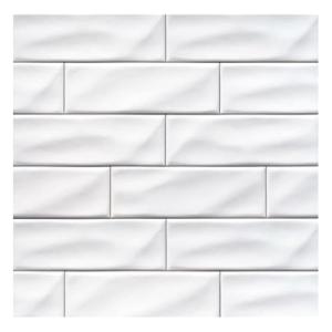 Tenedos 4x12 Glossy White 3D Ceramic Tile