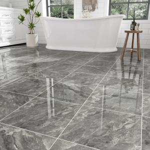 10-Pack Peel and Stick Glossy Marble Floor Tiles