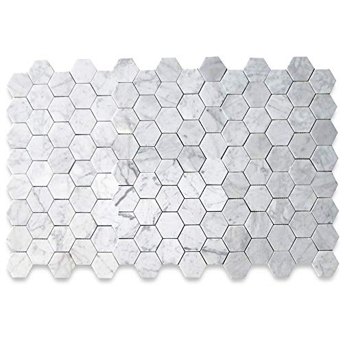 Carrara White Marble 3" Hexagon Mosaic Tile