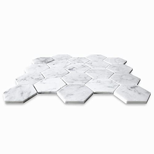 Carrara White Marble 3" Hexagon Mosaic Tile