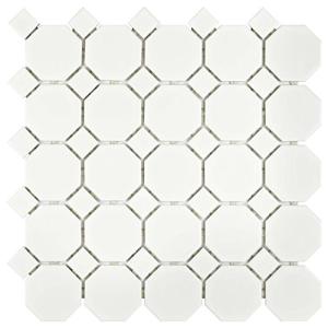 SomerTile Retro Octagon Matte White Porcelain Tile