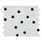 Black and White Hexagon Matte Porcelain Mosaic Tile