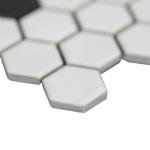 Black and White Hexagon Matte Porcelain Mosaic Tile