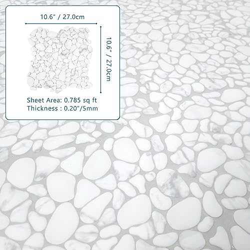 Carrara White Pebble Tile for Shower Floors
