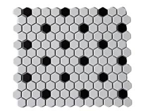 Retro Hex Porcelain Shower Floor Tile - Matte White