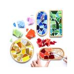 Iridescent Glass Mosaic Tiles - Black, White, Grey