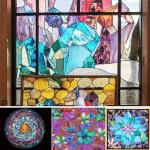 PALJOLLY Stained Glass Mosaic Tiles, 12 Sheets