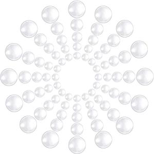 100 Pieces Round Glass Cabochon Transparent Flat Back Glass Dome Decorative Crafting Clear Dome Flat Glass Bead Cabochon Tile Crafts for DIY Jewelry Making (10mm，12mm， 16mm， 20mm，25mm)