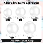 100 Pieces Round Glass Cabochon Transparent Flat Back Glass Dome Decorative Crafting Clear Dome Flat Glass Bead Cabochon Tile Crafts for DIY Jewelry Making (10mm，12mm， 16mm， 20mm，25mm)