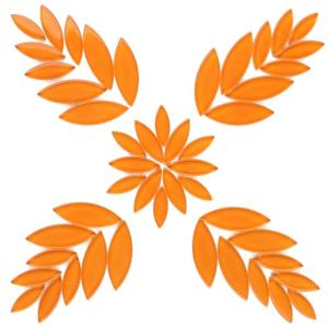 Youway Style Orange Leaf Mosaic Tiles for Crafts Bulk,200g Petal Mosaic Glass Pieces,Flower Glass Tiles for Christmas Mosaic Decorations,Garden Mosaic Supplies Kit