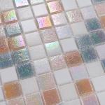 VividCraftX 11.5 Sq.Ft Iridescent Glass Mosaic Tile for Swimming Pool & Shower Floor, Large 12.87" Mesh Mounted Sheets, Waterproof & Frost-Proof for Spa and Waterline (Pastel Rainbow Mix)