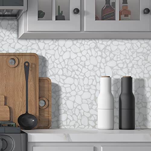 Carrara White Pebble Tile for Shower Floors