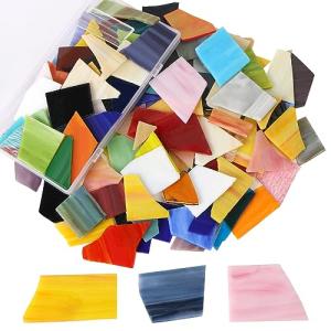 Aunifun Mixed Color Mosaic Tiles Mosaic Glass Pieces with 1kg/35 Ounce Glass Pieces for Home Decoration or DIY Crafts, Assorted Colors and Shapes