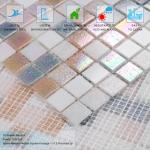 VividCraftX 11.5 Sq.Ft Iridescent Glass Mosaic Tile for Swimming Pool & Shower Floor, Large 12.87" Mesh Mounted Sheets, Waterproof & Frost-Proof for Spa and Waterline (Pastel Rainbow Mix)