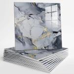 10pcs Peel and Stick Tile Shower Waterproof Marble Tiles Wall Panels, 11.8"x11.8" Self-Adhesive Backsplash Tile, PVC Wall Panels Shower Tiles for Home Bathroom, Kitchen, Living Room Blue