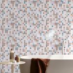 VividCraftX 11.5 Sq.Ft Iridescent Glass Mosaic Tile for Swimming Pool & Shower Floor, Large 12.87" Mesh Mounted Sheets, Waterproof & Frost-Proof for Spa and Waterline (Pastel Rainbow Mix)