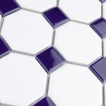 Merola Tile Metro Octagon Matte White with Cobalt Dot 6" x 6" Porcelain Mosaic Tile Sample