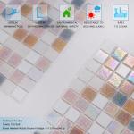 VividCraftX 11.5 Sq.Ft Iridescent Glass Mosaic Tile for Swimming Pool & Shower Floor, Large 12.87" Mesh Mounted Sheets, Waterproof & Frost-Proof for Spa and Waterline (Pastel Rainbow Mix)