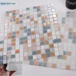 VividCraftX 11.5 Sq.Ft Iridescent Glass Mosaic Tile for Swimming Pool & Shower Floor, Large 12.87" Mesh Mounted Sheets, Waterproof & Frost-Proof for Spa and Waterline (Pastel Rainbow Mix)